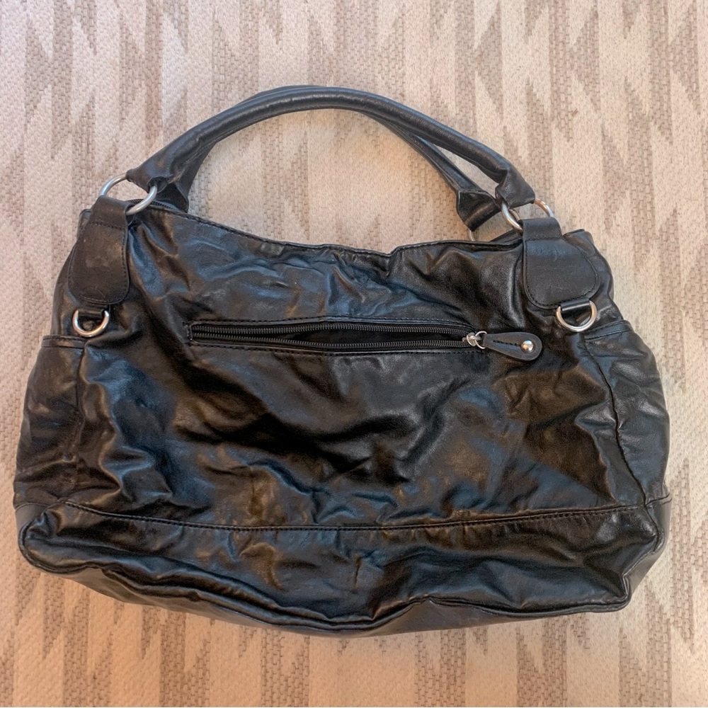Black Vegan Leather Large Purse